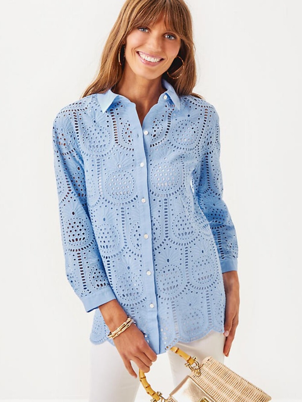 Lilly Pulitzer Gracee Tunic Jakaranda Pineapple Tile Eyelet XL